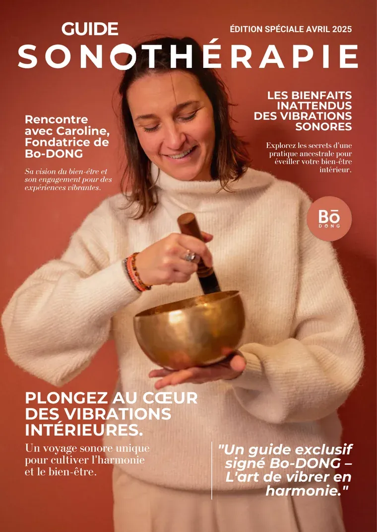 Couverture du Guide Sonothérapie Bo-DONG, mis en page comme un magazine